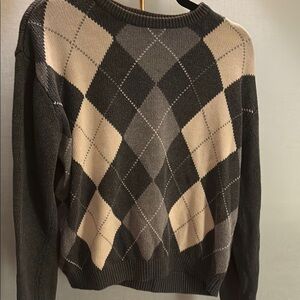 Brandy Melville Argyle Sweater - Black, Gray, Cream